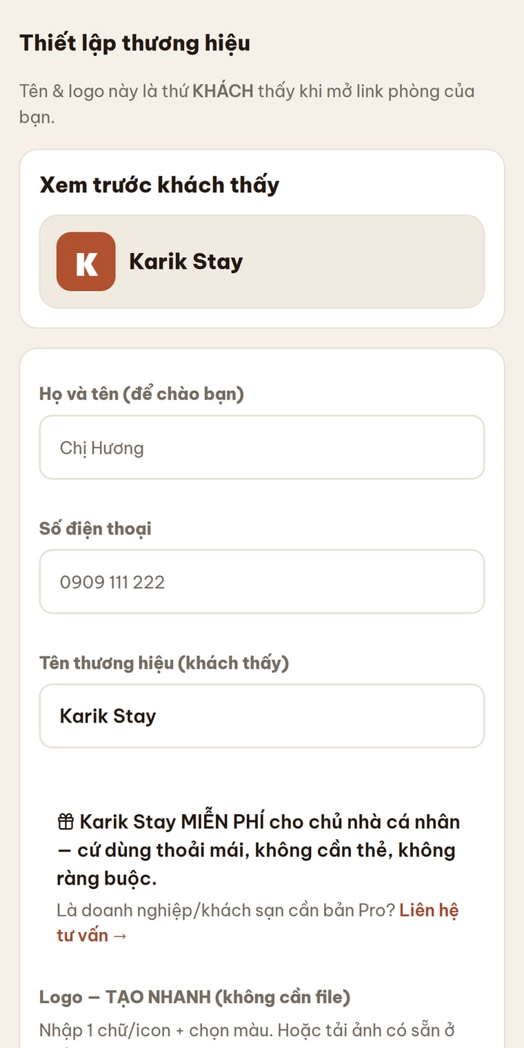 Màn Thiết lập thương hiệu