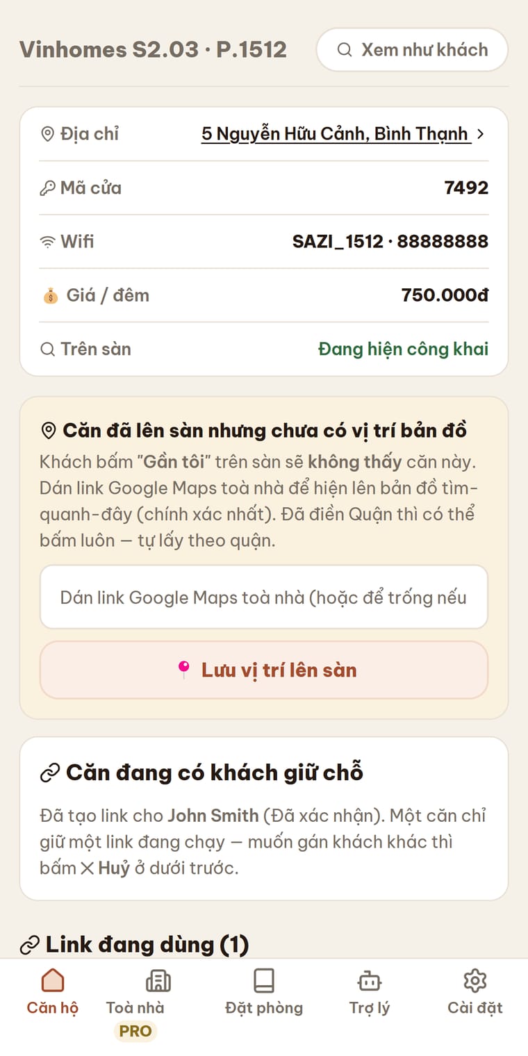 Màn Gán khách & tạo link